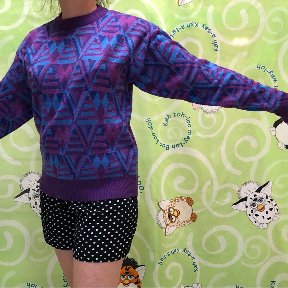 S m l vintage sweater small medium large geometric - Picture 4 of 7